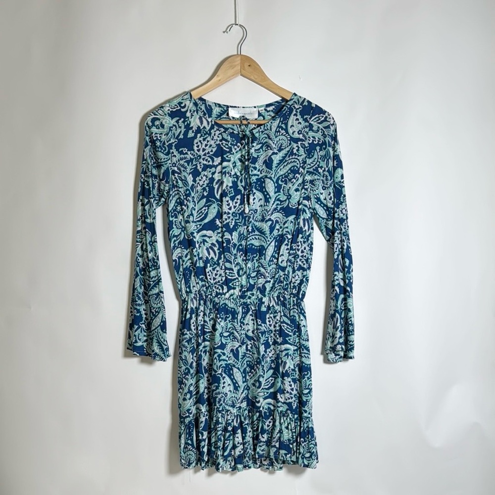 Walker & Wade Ibiza Dress Long Sleeve Mini Dress Size XS Blue